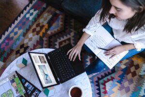Woman working on her computer