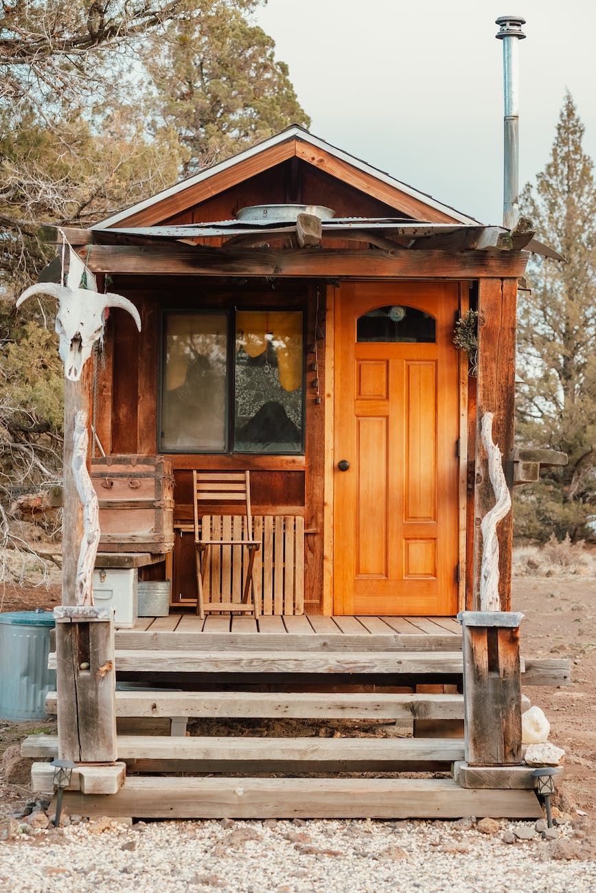 wooden hut in a forest