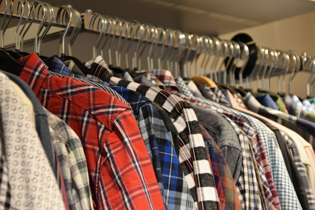 Different colours shirts on a hanger