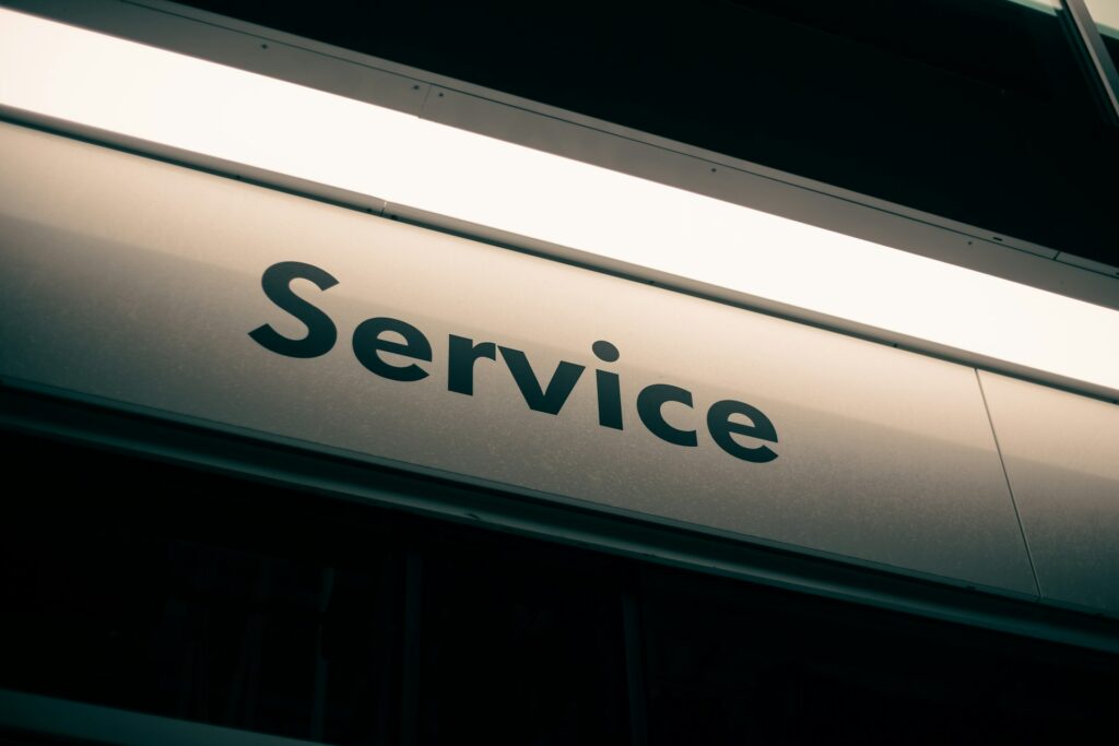 Notice saying Service