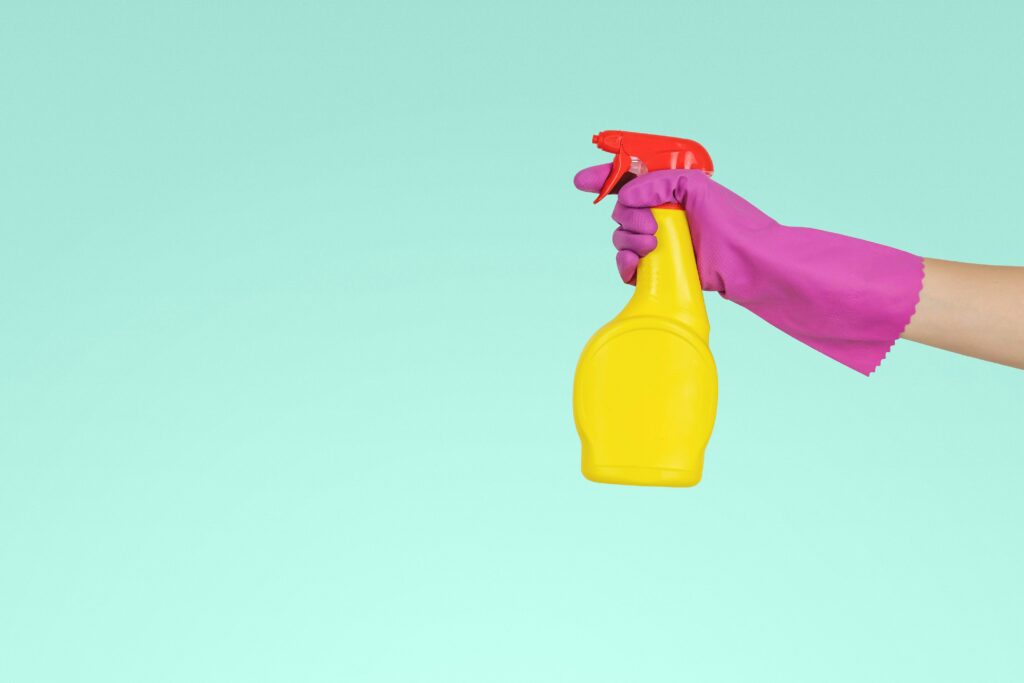 Cleaning Spray bottle in read and yellow
