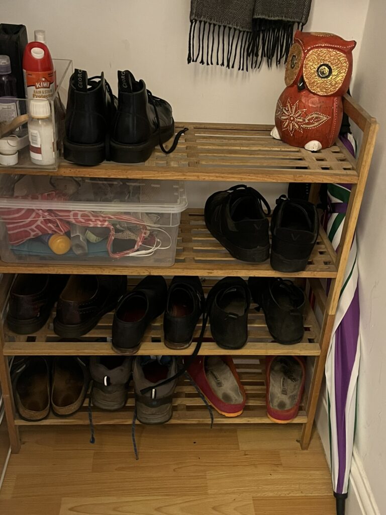Shoe rack with shoes