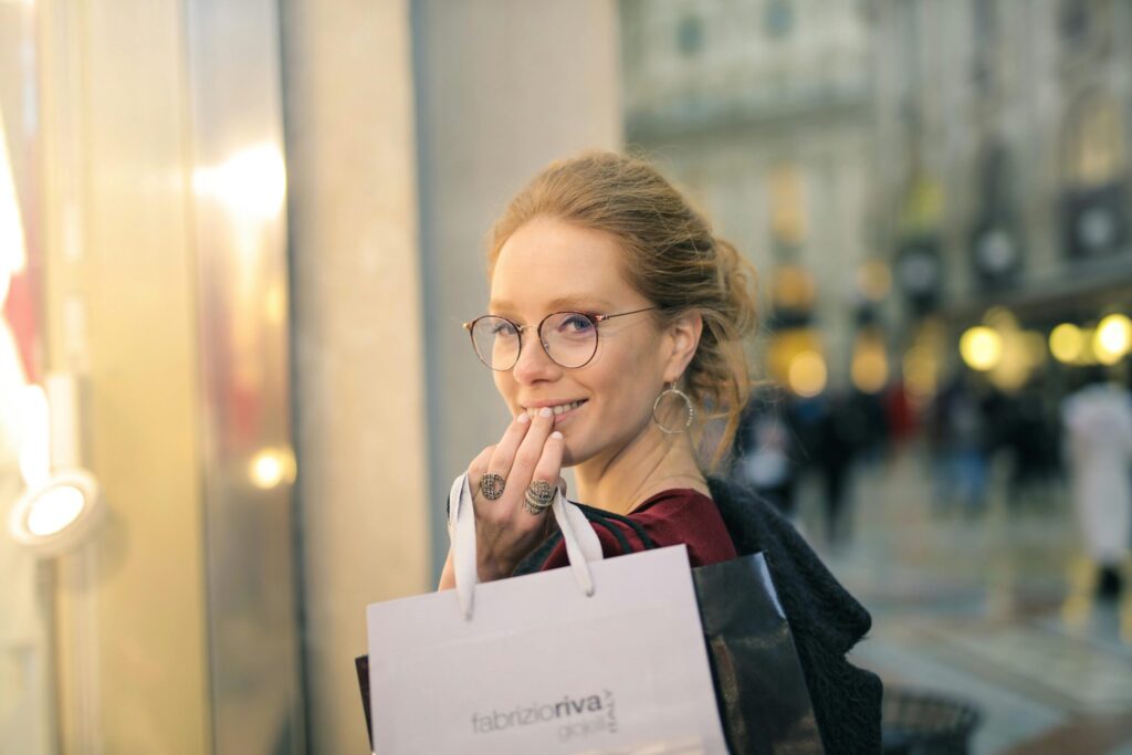 Woman carrying shopping bags