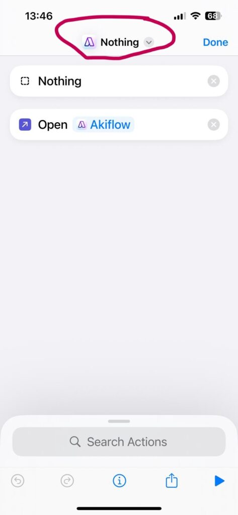 Screen with Nothing and Akiflow icon