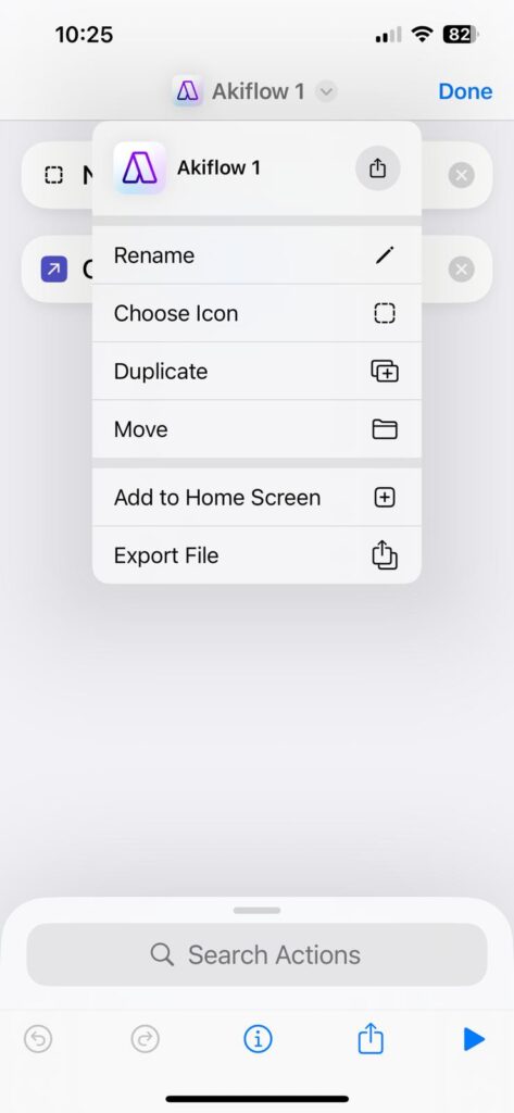 Screen with Rename option