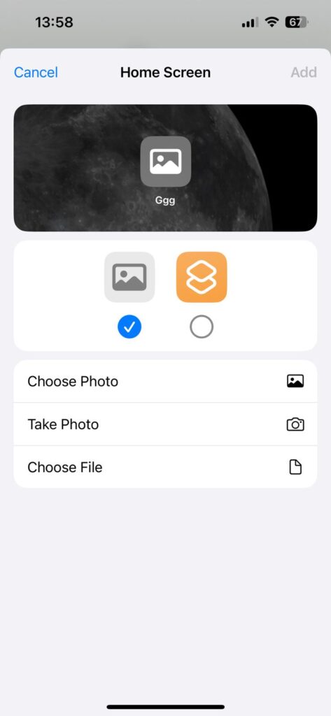 Home Screen with Photo Icon