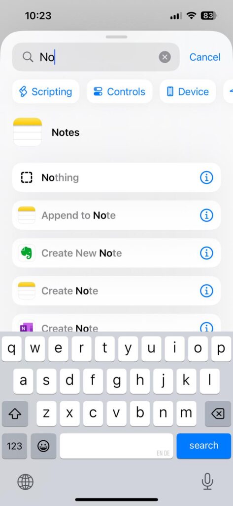 Search action search bar