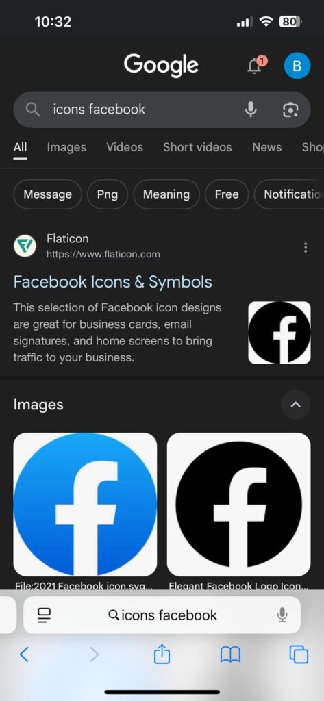 Google search for icons