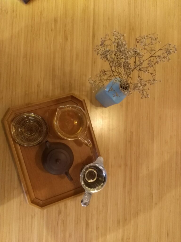 Chinese Tea setup with flowers