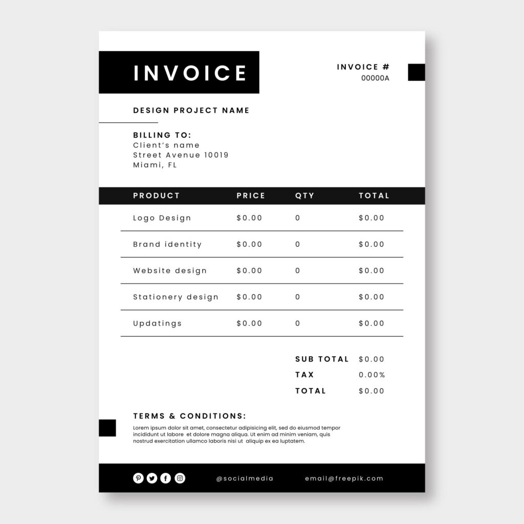 Example of an invoice