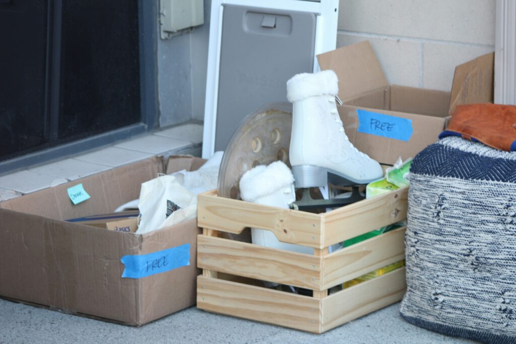 Boxes filled with ramdom belongings